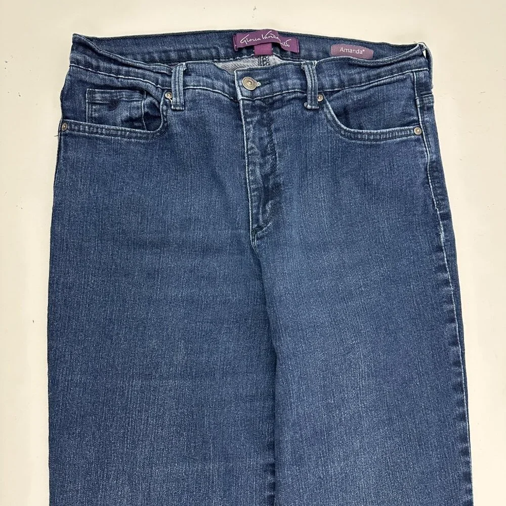 Gloria Vanderbilt Amanda Straight Leg Women's size 12 Dark Wash Blue Denim Jeans